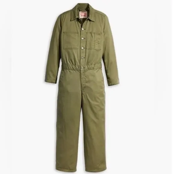Levi's Premium ICONIC JUMPSUIT military green olive Women’s Size L NWT